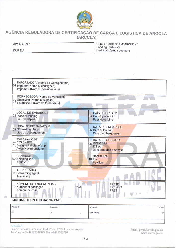 ARCCLA CNCA certificate sample